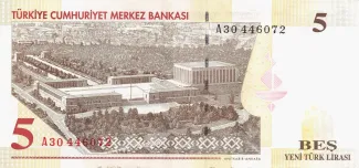 Turkey 5 New, 2005 reverse