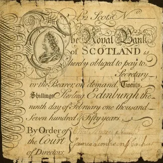 Scotland 20 Shillings / 12 Pounds Scots, 1750 P-281 obverse