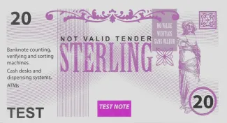 United Kingdom 20 Sterling Test Note,  reverse