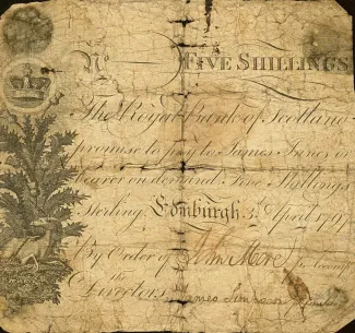 Scotland 5 Shillings, 1797 P-293 obverse