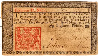 United States (pre-federal and private/territorial) 18 Pence, 1776 obverse