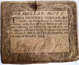 United States (pre-federal and private/territorial) 1 Dollar / 4 Shillings 6 Pence, 1775 obverse