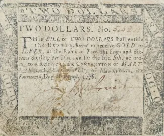 United States (pre-federal and private/territorial) 2 Dollars, 1776 obverse