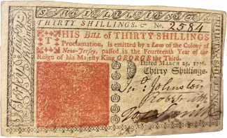 United States (pre-federal and private/territorial) 30 Shillings, 1776 obverse