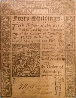 United States (pre-federal and private/territorial) 40 Shillings, 1775 obverse