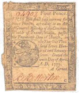 United States (pre-federal and private/territorial) 4 Pence, 1777 obverse