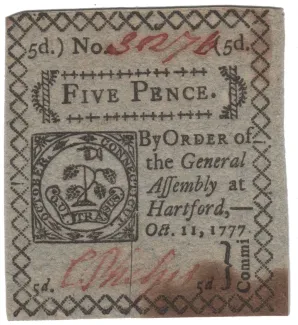 United States (pre-federal and private/territorial) 5 Pence, 1777 obverse