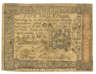 United States (pre-federal and private/territorial) 5 Shillings, 1773 obverse