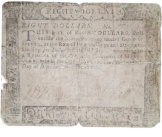 United States (pre-federal and private/territorial) 8 Dollars / 36 Shillings, 1775 obverse