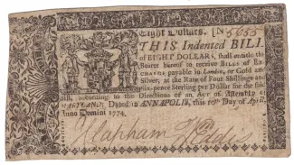 United States (pre-federal and private/territorial) 8 Dollars, 1774 obverse