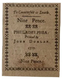 United States (pre-federal and private/territorial) 9 Pence, 1777 reverse