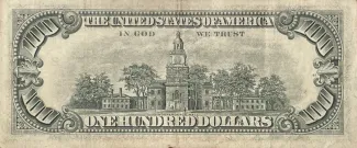 United States 100 Dollars, 1963-1988 P-448 reverse