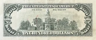 United States 100 Dollars, 1990-1993 P-489 reverse