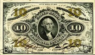 United States 10 Cents, 1864-1869 P-108 obverse
