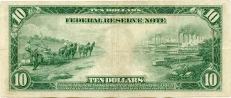 United States 10 Dollars, 1914 P-360 reverse