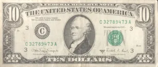 United States 10 Dollars, 1963-1988 P-445 obverse