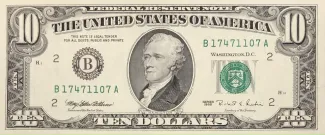 United States 10 Dollars, 1990-1995 P-486 obverse