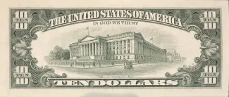 United States 10 Dollars, 1990-1995 P-486 reverse