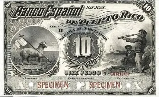 Puerto Rico 10 Pesos, 1889-1890