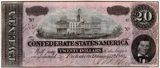 United States 20 Dollars, 1864 P-69 obverse