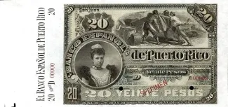 Puerto Rico 20 Pesos, 1894-1897