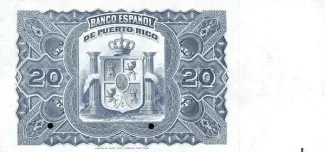 Puerto Rico 20 Pesos, 1894-1897 reverse