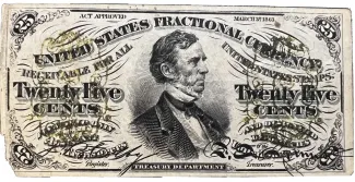 United States 25 Cents, 1863 P-109 obverse