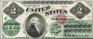 United States 2 Dollars, 1862 P-129 obverse
