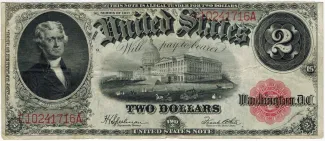 United States 2 Dollars, 1874-1917 P-154 obverse