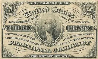 United States 3 Cents, 1863 P-105 obverse