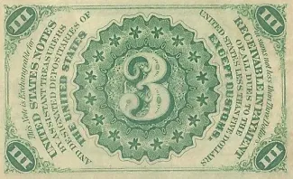 United States 3 Cents, 1863 P-105 reverse