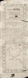 Puerto Rico 3 Pesos, 1814 P-3