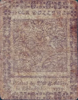 Pre-federal and private/territorial 4 Dollars, 1775-1776 reverse