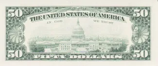 United States 50 Dollars, 1990-1993 P-488 reverse