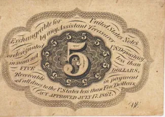 United States 5 Cents, 1862 P-97 reverse