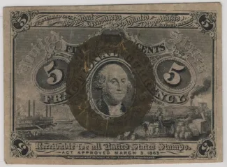 United States 5 Cents, 1863 P-101 obverse