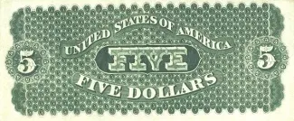 United States 5 Dollars, 1861 P-125 reverse