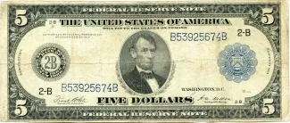 United States 5 Dollars, 1914 P-359 obverse