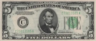 United States 5 Dollars, 1928-1934 P-429 obverse