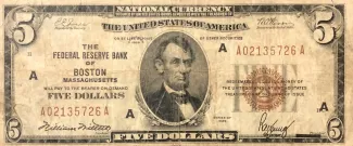 United States 5 Dollars, 1929 P-395 obverse