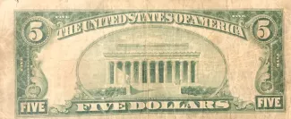 United States 5 Dollars, 1929 P-395 reverse