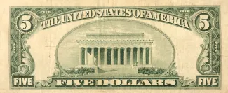 United States 5 Dollars, 1953 P-381 reverse
