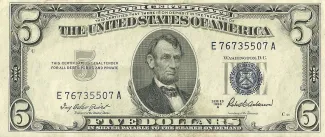United States 5 Dollars, 1953 P-417 obverse