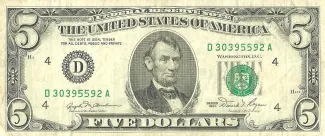 United States 5 Dollars, 1963-1988 P-444 obverse