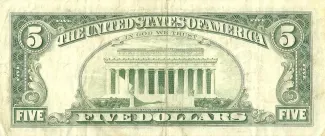 United States 5 Dollars, 1963-1988 P-444 reverse