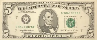 United States 5 Dollars, 1993-1995 P-491 obverse