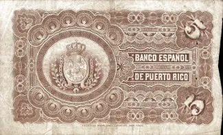 Puerto Rico 5 Pesos, 1894-1897 reverse