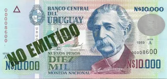Uruguay 10,000 Nuevos Pesos, 1989 P-68 obverse