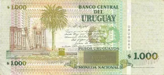 Uruguay 1.000 Pesos Uruguayos, 1995-2004 reverse