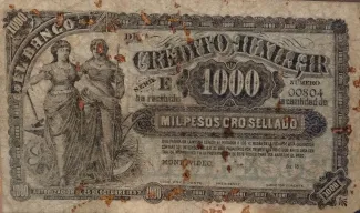 Uruguay 1,000 Pesos, 1887 obverse